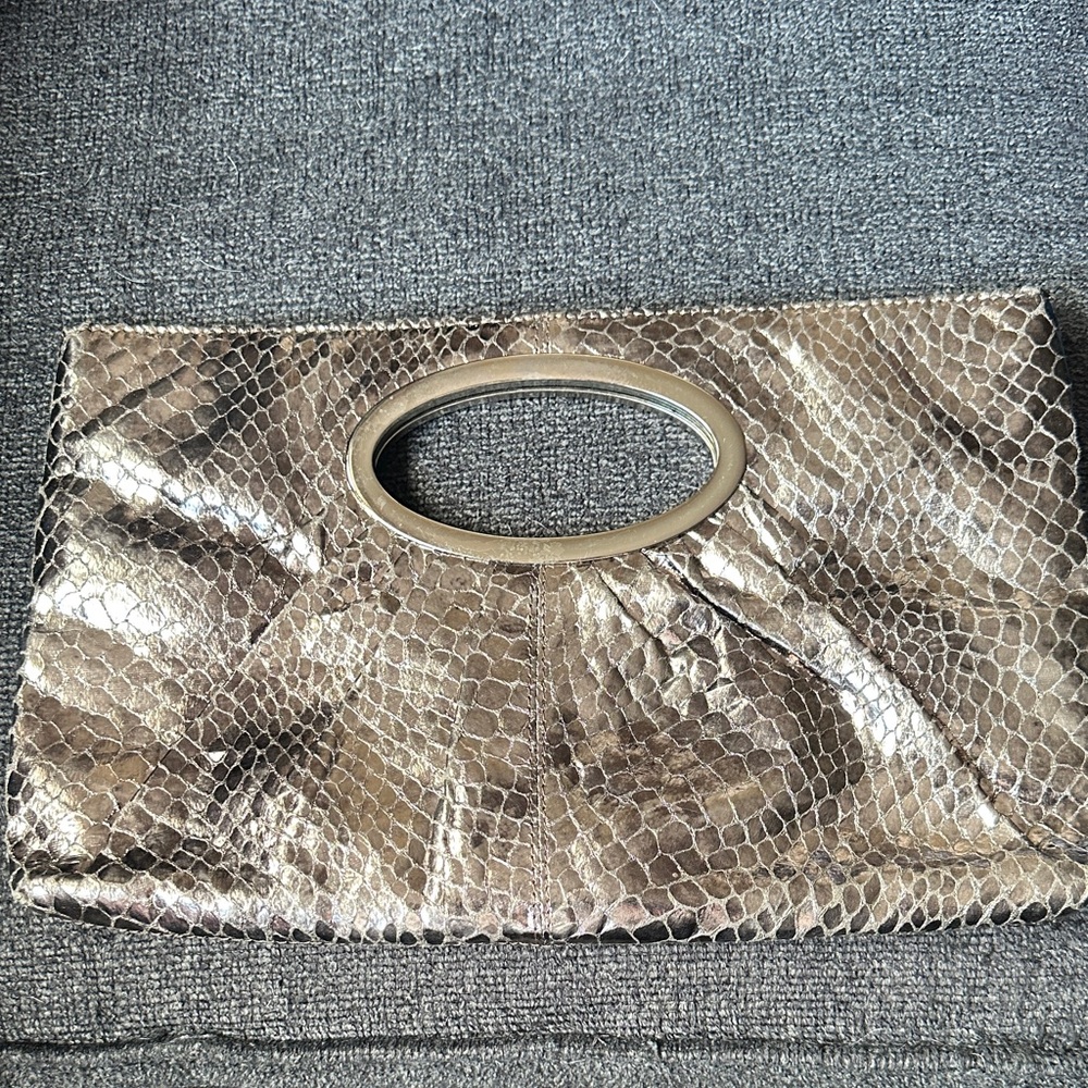Express elegant faux Snakeskin metallic Clutch